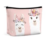 Qjjinxior Trousse à cosmétiques, singe mignon avec lunettes, trousse de toilette portable avec fermeture éclair pour un usage quotidien, voyage, Joli lama., Taille unique