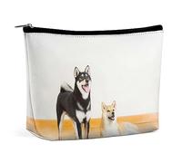 Qjjinxior Trousse à cosmétiques, trousse de maquillage colorée libellule, trousse de toilette portable avec fermeture éclair pour un usage quotidien, voyage, Shiba Inu Dog, Taille unique