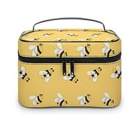 Qjjinxior Trousse à cosmétiques, trousse de maquillage de terrain de golf, trousse de toilette de voyage en cuir pour femme, Adorable abeille., 25x18x15cm
