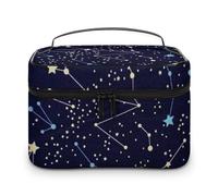 Qjjinxior Trousse à cosmétiques, trousse de toilette de voyage en cuir avec constellations phosphorescentes de minuit pour femme, Constellations phosphorescentes Midnight, 25x18x15cm