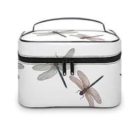 Qjjinxior Trousse à cosmétiques, trousse de toilette de voyage en cuir avec constellations phosphorescentes de minuit pour femme, Libellule colorée., 25x18x15cm