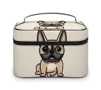 Qjjinxior Trousse à cosmétiques, trousse de toilette de voyage en cuir avec constellations phosphorescentes de minuit pour femme, Bouledogue français, 25x18x15cm