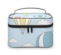 Qjjinxior Trousse à cosmétiques, trousse de toilette de voyage en cuir avec constellations phosphorescentes de minuit pour femme, Montgolfière colorée., 25x18x15cm