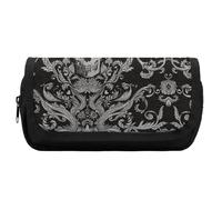 Qjjinxior Trousse à crayons double couche, motif chien Golden Retriever, sac de papeterie utilisé comme trousse à crayons, Tête de mort noire., Taille unique, Trousse à crayons