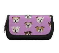 Qjjinxior Trousse à crayons double couche, motif chien Golden Retriever, sac de papeterie utilisé comme trousse à crayons, Bulldog anglais amusant., Taille unique, Trousse à crayons