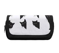 Qjjinxior Trousse à crayons double couche, motif tête de mort de chat, planche de sorcière, style gothique, noir, Adorable groupe de chats noirs, Taille unique, Trousse à crayons