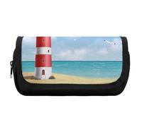 Qjjinxior Trousse à crayons double couche, motif tête de mort en sucre floral, sac de papeterie utilisé comme trousse à crayons, Phare, Taille unique, Trousse à crayons