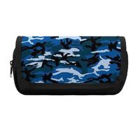 Qjjinxior Trousse à crayons double couche, paillettes argentées brillantes. Sac de papeterie utilisé comme trousse à crayons, bleu/camouflage, Taille unique, Trousse à crayons