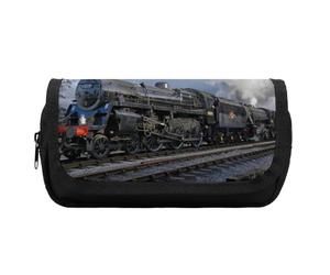 Qjjinxior Trousse à crayons double couche, paillettes argentées brillantes. Sac de papeterie utilisé comme trousse à crayons, Train vapeur ferroviaire, Taille unique, Trousse à crayons