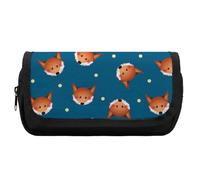 Qjjinxior Trousse à crayons double couche, sac de papeterie motif chien saucisse utilisé comme trousse à crayons, Adorable renard rouge., Taille unique, Trousse à crayons