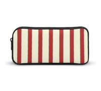 Qjjinxior Trousse à crayons, fleurs de coquelicot, sac de papeterie, sac de voyage d'affaires ou petite boîte à outils, trousse de maquillage pour filles, Rayures rouges et crème, 22*12*5cm, Trousse à