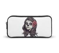 Qjjinxior Trousse à crayons, fleurs de coquelicot, sac de papeterie, sac de voyage d'affaires ou petite boîte à outils, trousse de maquillage pour filles, Tête de mort princesse., 22*12*5cm, Trousse à