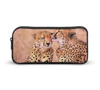 Qjjinxior Trousse à crayons, motif montgolfière bleue, sac de papeterie, sac de voyage d'affaires ou petite boîte à outils, trousse de maquillage pour filles, Couple de guépard, 22*12*5cm, Trousse à