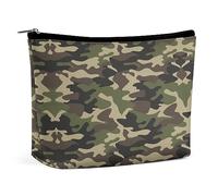 Qjjinxior Trousse de maquillage à motif floral pour gâteau et théière - Trousse de toilette portable avec fermeture éclair pour un usage quotidien, voyage, Imprimé camouflage vert., Taille unique