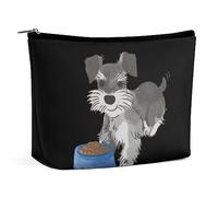 Qjjinxior Trousse de maquillage à motif floral pour gâteau et théière - Trousse de toilette portable avec fermeture éclair pour un usage quotidien, voyage, Schnauzer Dog, Taille unique