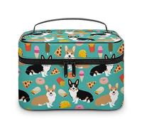 Qjjinxior Trousse de maquillage Aurora Starry Sky Space Starry Sky Trousse de maquillage en cuir pour femme, Adorable corgi., 25x18x15cm