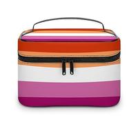 Qjjinxior Trousse de maquillage Aurora Starry Sky Space Starry Sky Trousse de maquillage en cuir pour femme, Drapeau Lesbian Pride, 25x18x15cm