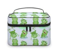 Qjjinxior Trousse de maquillage Aurora Starry Sky Space Starry Sky Trousse de maquillage en cuir pour femme, Motif grenouilles, 25x18x15cm