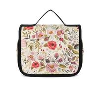 Qjjinxior Trousse de toilette à suspendre, trousse de toilette aquarelle coquelicots et fleurs, trousse de maquillage pour voyage, affaires, vacances