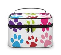 Qjjinxior Trousse de toilette de voyage en cuir Shiba Inu - Motif chien - Pour femme, Patte de chien., 25x18x15cm