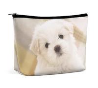 Qjjinxior Trousse de toilette portable avec fermeture éclair pour un usage quotidien, voyage, Adorable chien maltais, Taille unique
