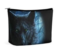 Qjjinxior Trousse de toilette portable avec fermeture éclair pour un usage quotidien, voyage, Loup aux yeux verts., Taille unique
