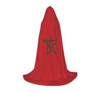 QJKFDHG Cape à capuche, drapeau du Maroc longue transformable | Une seule couche sur n'importe quelle tenue pour créer des looks de magicien, de vampire, de princesse ou médiéval ; nœud
