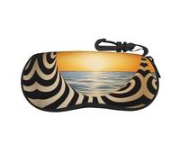 QJKFDHG Étui à lunettes double face en néoprène imprimé personnalisé « The beach at sunset » - Pochette à lunettes ultra légère et fine, support de lunettes de soleil de voyage pour adultes unisexe