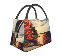 QJKFDHG Sac à déjeuner portable, imprimé fourre-tout avec couette d'automne