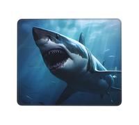 QJKFDHG Tapis de souris imprimé requin prédateur rugissant avec base antidérapante, sous-main étendu pour bureau et jeux, base en caoutchouc de 3 mm, lavable en machine, parfait pour ordinateur