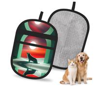 QJKFDHG Wolf under the Moonlight Gants d'épilation électrostatiques pour animaux domestiques, brosse magique réutilisable pour poils de chien et chat | Éliminateur de fourrure pour canapé, tapis