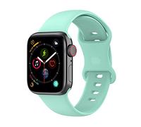 QJONSIU Bracelet Compatible avec Apple Watch SE 3 44mm, Respirant Bracelet en Silicone Souple, Respectueux de la Peau-Bleu Clair