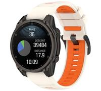 QJONSIU Bracelet Compatible avec Garmin Descent G2, Respirant Bicolore Bracelet en Silicone Souple-Blanc ivoire