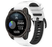 QJONSIU Bracelet Compatible avec Garmin Descent G2, Respirant Bicolore Bracelet en Silicone Souple-Blanc/Noir