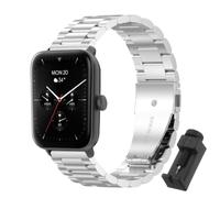QJONSIU Bracelet Compatible avec Hama Smartwatch 6010, Acier Inoxydable Métal Remplacement Strap, Réglable-Silver