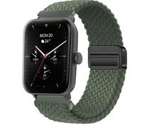QJONSIU Bracelet Compatible avec Hama Smartwatch 6010, Respirant Nylon Remplacement Strap avec Boucle Magnétique-Vert