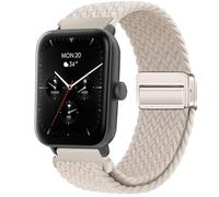 QJONSIU Bracelet Compatible avec Hama Smartwatch 6010, Respirant Nylon Remplacement Strap avec Boucle Magnétique-white