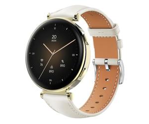 QJONSIU Bracelet Compatible avec Hama Smartwatch 7000, Respirant Souple Remplacement Strap en Cuir, Réglable-Blanc