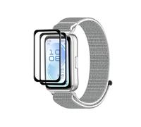 QJONSIU Bracelet Compatible avec Huawei Band 11, Respirant Bande en Nylon Robuste Sportive Strap Band, 2 Packs Film Protecteur-Gris
