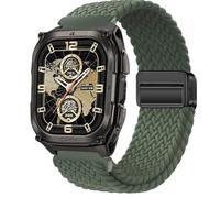QJONSIU Bracelet Compatible avec Kospet TANK M4 SE, Respirant Nylon Remplacement Strap avec Boucle Magnétique-Vert