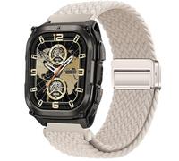 QJONSIU Bracelet Compatible avec Kospet TANK M4 SE, Respirant Nylon Remplacement Strap avec Boucle Magnétique-white