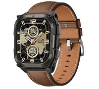 QJONSIU Bracelet Compatible avec Kospet Tank M4 SE, Respirant Souple Remplacement Strap en Cuir, Réglable-Brun