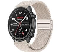 QJONSIU Bracelet Compatible avec OnePlus Watch 2R, Respirant Nylon Remplacement Strap avec Boucle Magnétique-white