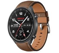 QJONSIU Bracelet Compatible avec OnePlus Watch 2R, Respirant Souple Remplacement Strap en Cuir, Réglable-Brun