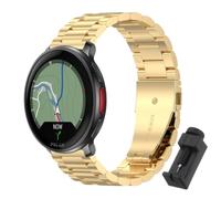 QJONSIU Bracelet Compatible avec Polar Vantage V3, Acier Inoxydable Métal Remplacement Strap, Réglable-Gold