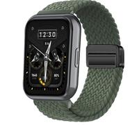 QJONSIU Bracelet Compatible avec Realme Watch 2, Respirant Nylon Remplacement Strap avec Boucle Magnétique-Vert