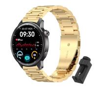 QJONSIU Bracelet Compatible avec Realme Watch S2, Acier Inoxydable Métal Remplacement Strap, Réglable-Gold