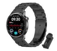 QJONSIU Bracelet Compatible avec Realme Watch S2, Acier Inoxydable Métal Remplacement Strap, Réglable-Black
