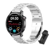QJONSIU Bracelet Compatible avec Realme Watch S2, Acier Inoxydable Métal Remplacement Strap, Réglable-Silver