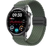 QJONSIU Bracelet Compatible avec Realme Watch S2, Respirant Nylon Remplacement Strap avec Boucle Magnétique-Vert